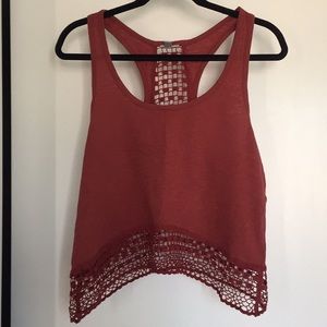 UO Ecoté Racerback Top with Crochet Detail